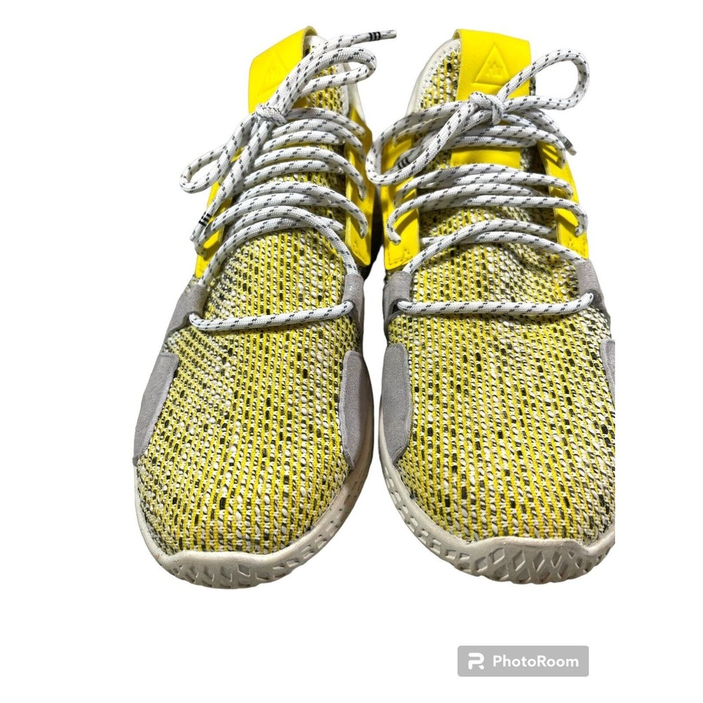 Adidas Tennis Hu V2 x Pharrell Williams Shoes Men Size 6 Women 7 Yellow Sneakers